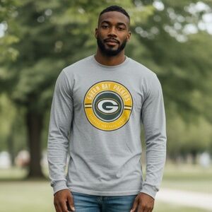 NFL Team Apparel Green Bay Packers Grey Long Sleeve Shirt Men's XL — Circle Logo